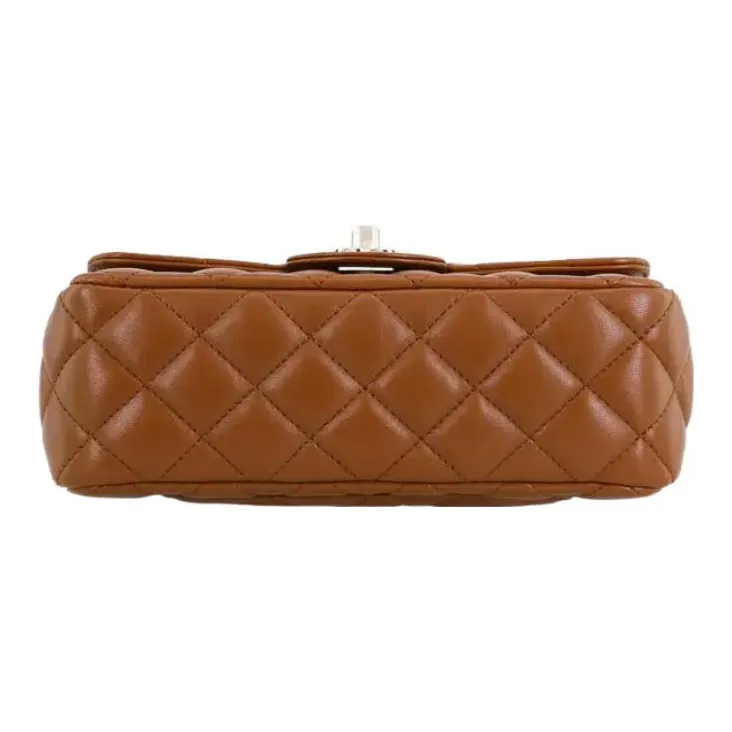 CHANEL Lambskin Chain Bag, Shoulder Bag, Crossbody Bag Mini Women's Brown-3