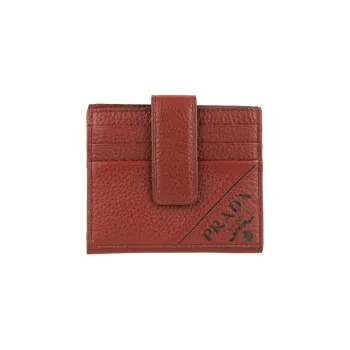 PRADA Leather Card Holder Men's Red