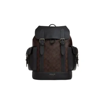 COACH Hudson Canvas With Leather Backpack Men's Brown Black