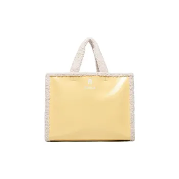 Furla Grained Leather Tote Bag Shopping Bag Handbag Women's Yellow