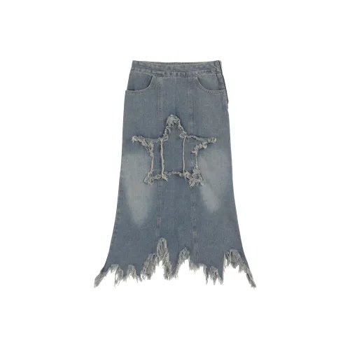 COVER TIME Denim Long Skirts Women's Dark Blue