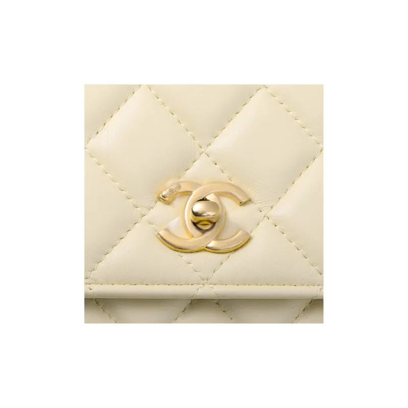 CHANEL Classic Flap CF Lambskin Flap Bag, Shoulder Bag, Crossbody Bag Regular Women's Yellow-5