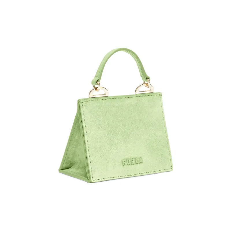 Furla Suede Patchwork Cow Leather Shoulder Bag Crossbody Bag Mini Women's Light Green-1