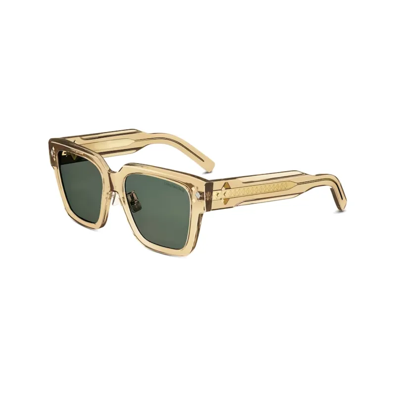 DIOR Acetate Metal Square Sunglasses Men's Transparent Yellow-0
