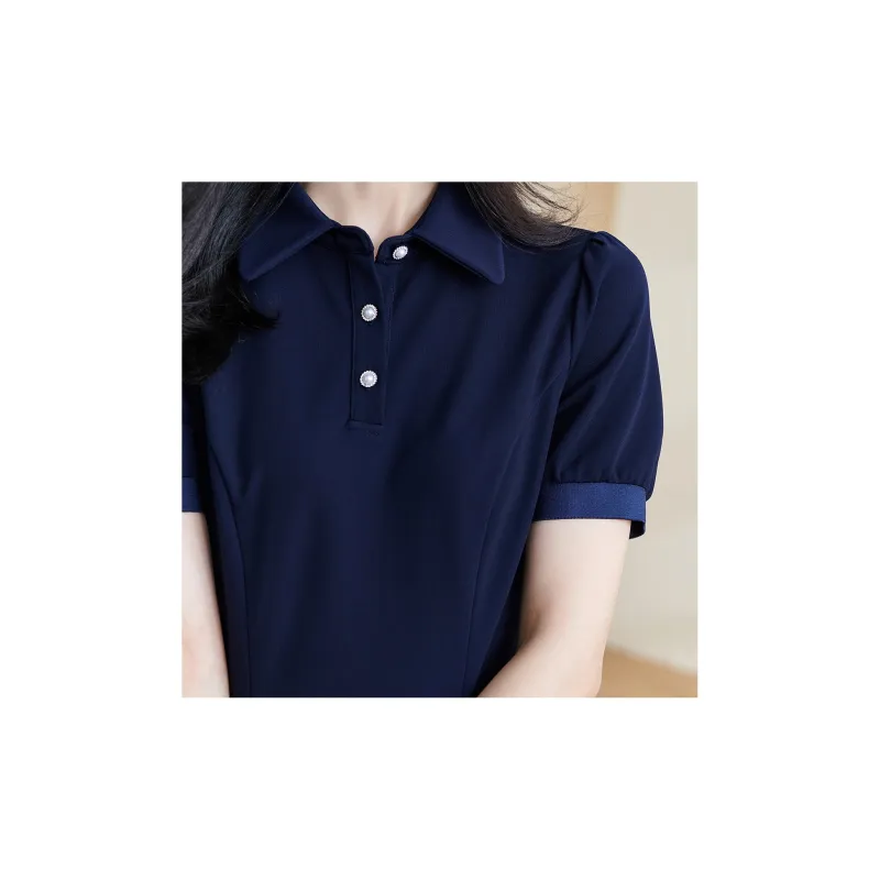 MISSSHINE Short Sleeved Dresses Women's Navy Blue-3