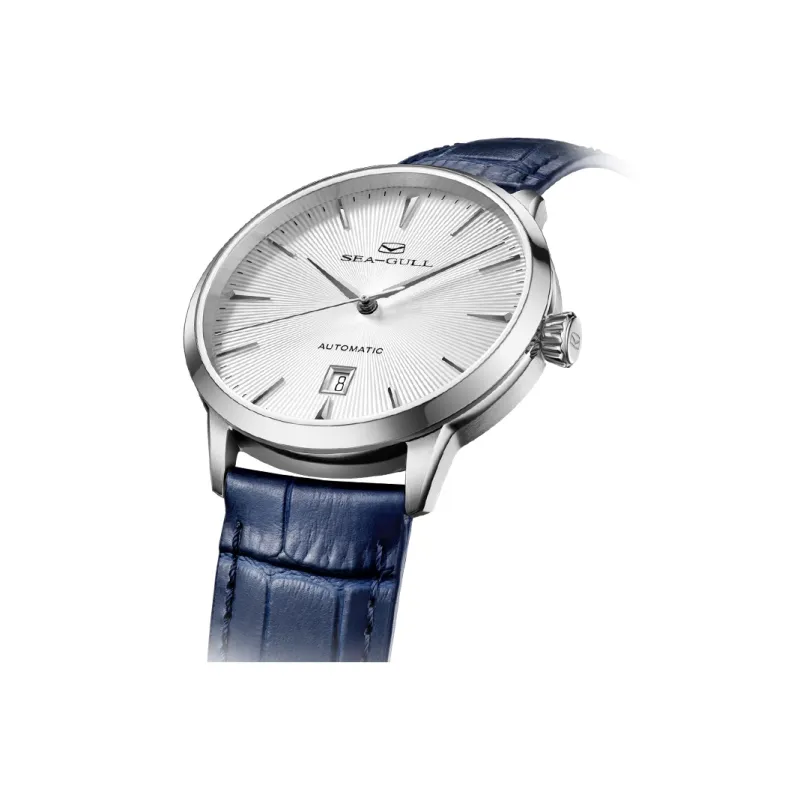 Sea Gull Zall Series Automatic Mechanical Movement Genuine Leather Strap Watch Men's Watches White Dial-2