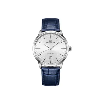 Sea Gull Zall Series Automatic Mechanical Movement Genuine Leather Strap Watch Men's Watches White Dial