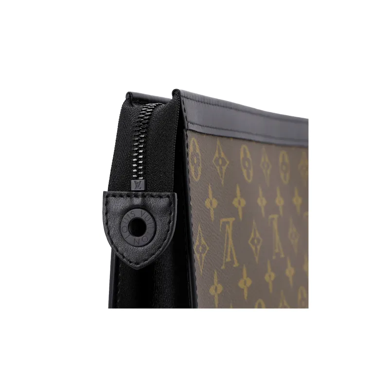 LOUIS VUITTON Monogram Canvas Clutch Unisex Brown-6
