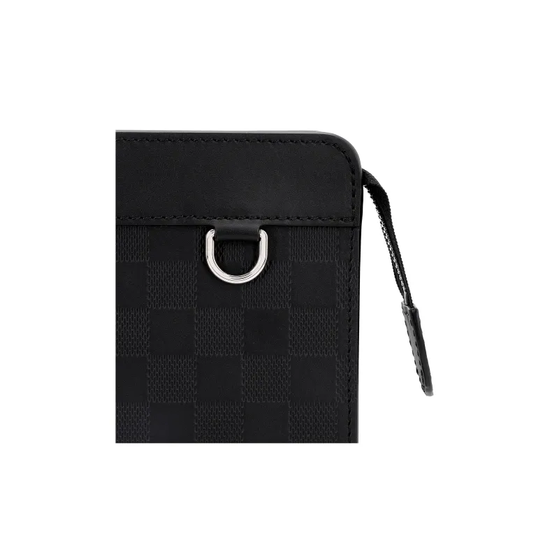 LOUIS VUITTON Standing Leather With Cow Leather Trim Clutch Regular Men's Black-6