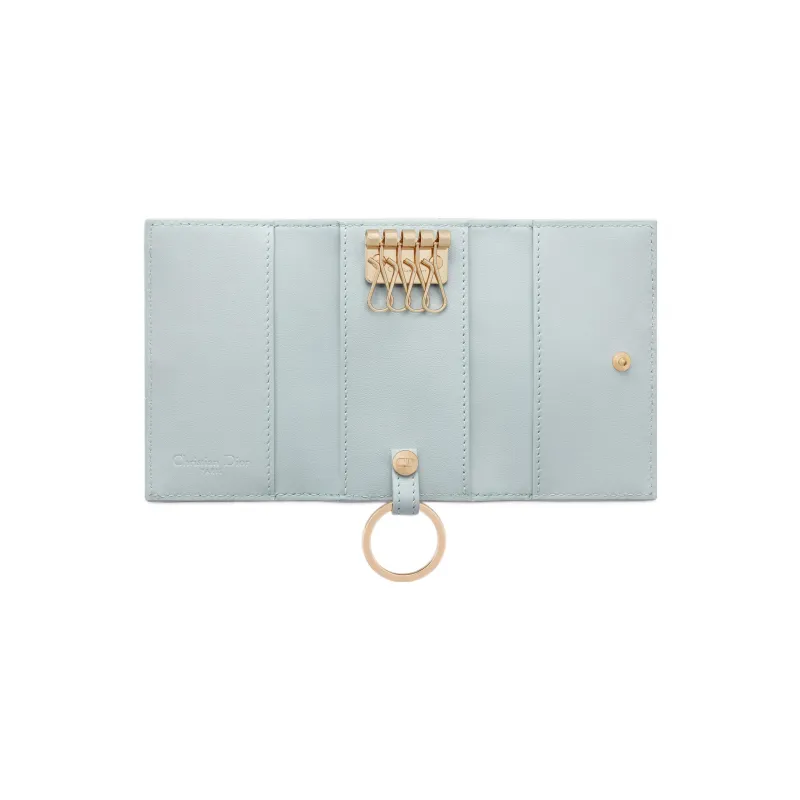 DIOR Lady Dior Lambskin Key Pouch Women's Light Blue-3