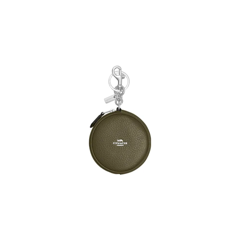 COACH Pebbled Leather Coin Purse Women's Olive Green-0