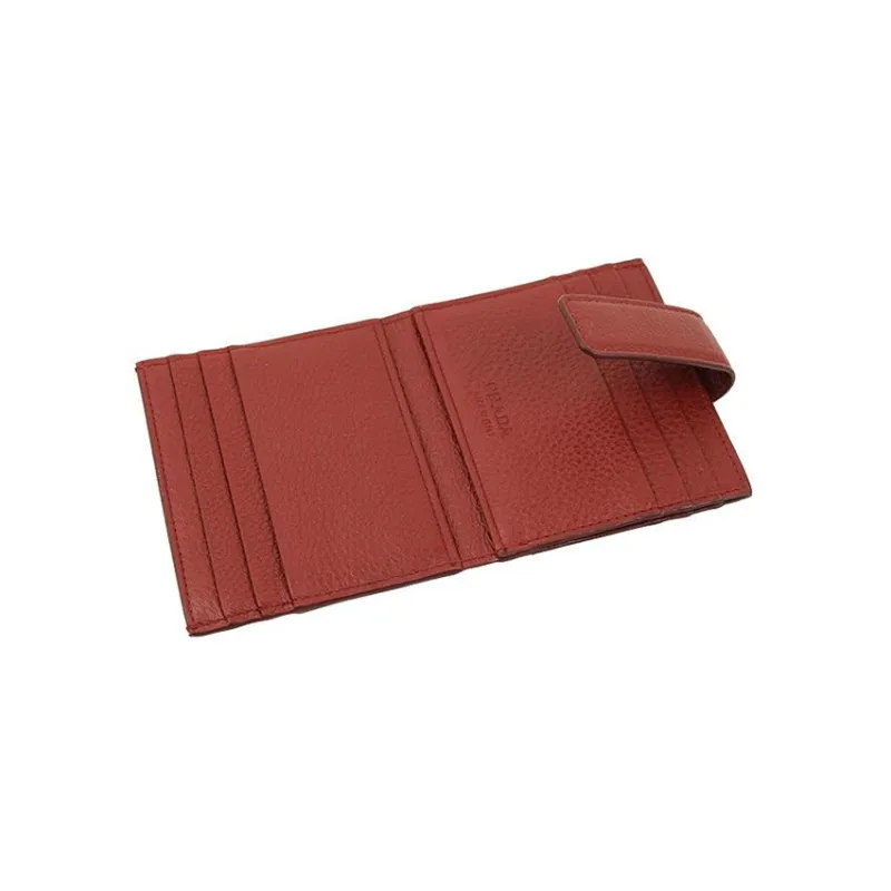 PRADA Leather Card Holder Men's Red-2