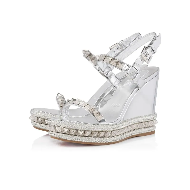 CL LUBOTING Pyraclou Strap Sandals Women's Silver-2
