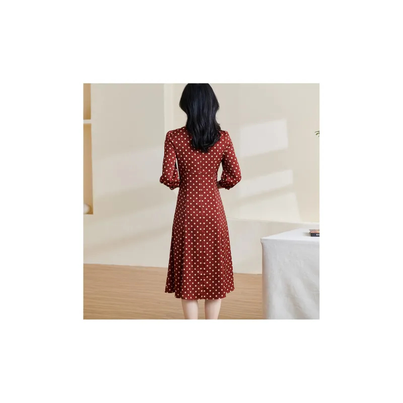 MISSSHINE Long Sleeved Dresses Women's Rusty Red-2