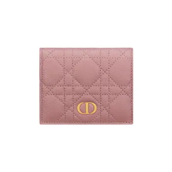DIOR Caro Calfskin Wallet Mini Women's Dark Pink