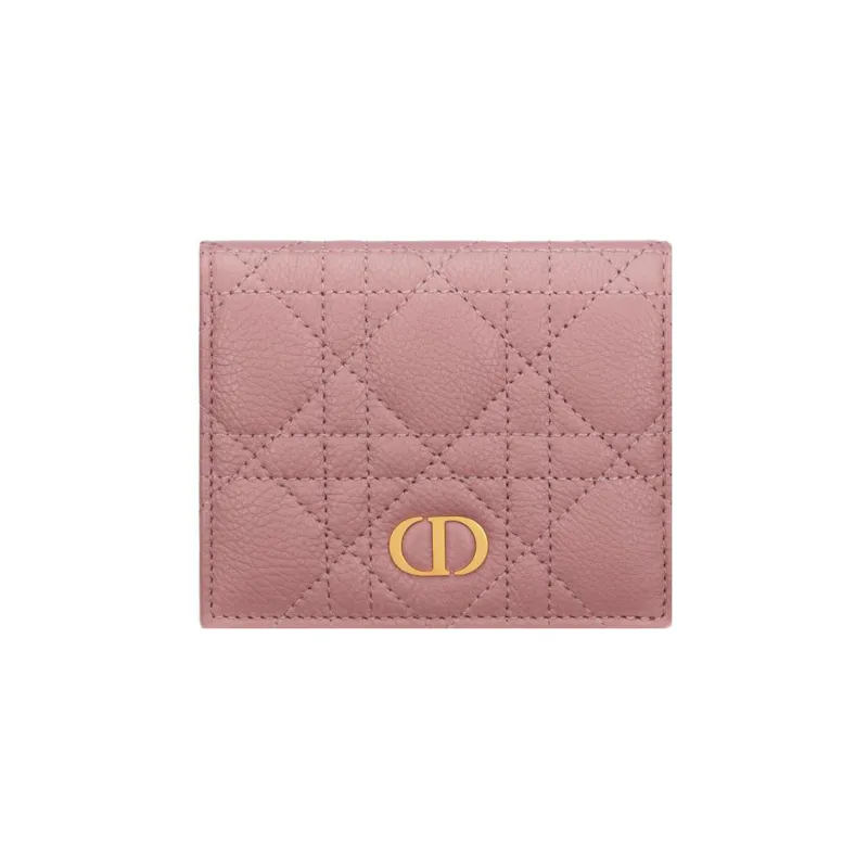 DIOR Caro Calfskin Wallet Mini Women's Dark Pink-0