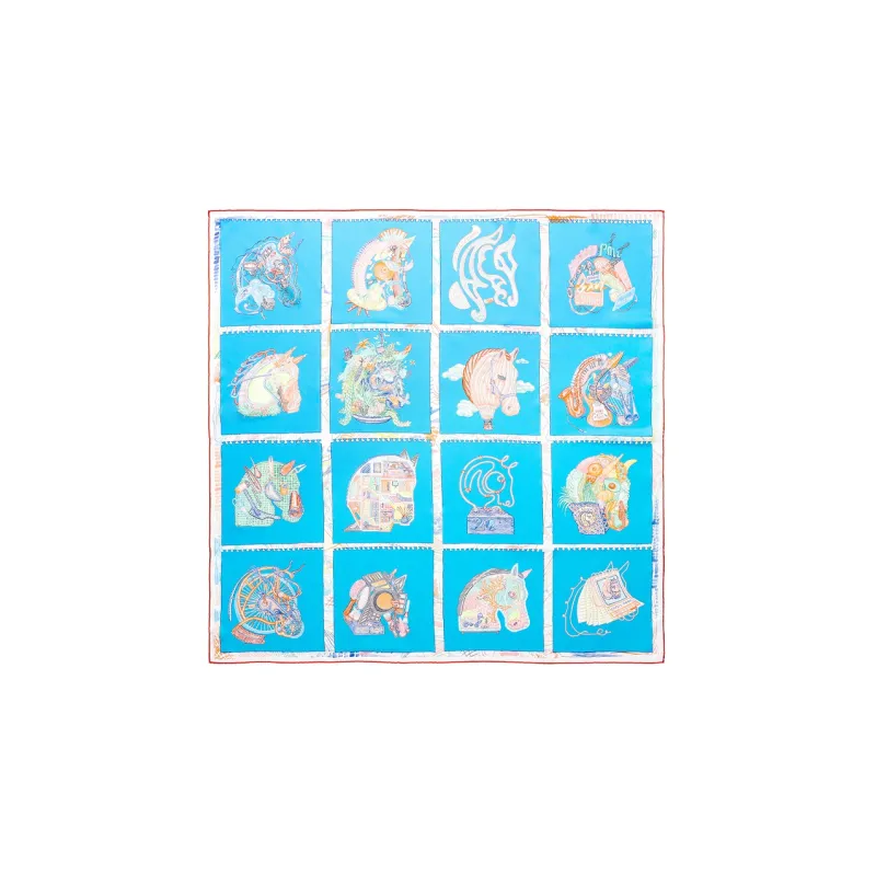 HERMES Silk Scarves Unisex Blue-0