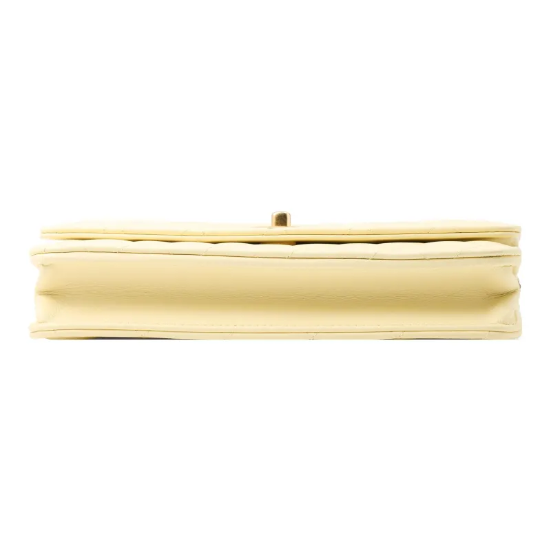 CHANEL Classic Flap CF Lambskin Flap Bag, Shoulder Bag, Crossbody Bag Regular Women's Yellow-3