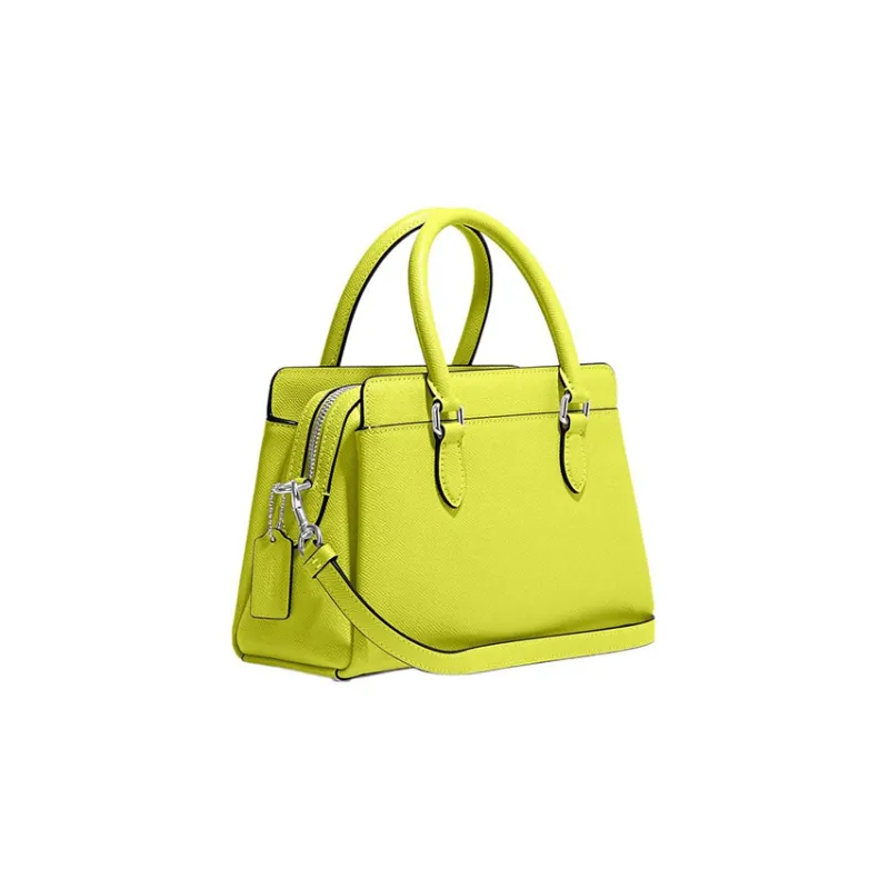 COACH Darcie Cross-Stitch Leather Kelly Bag Shoulder Bag Crossbody Bag Handbag Mini Women's Lemon-1