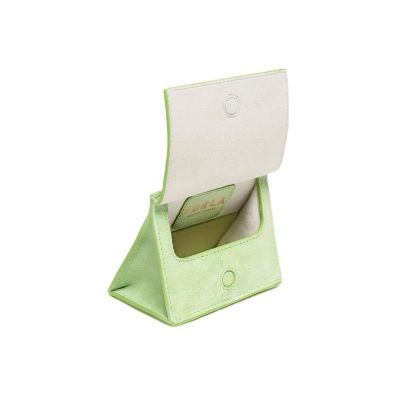 Furla Suede Patchwork Cow Leather Shoulder Bag Crossbody Bag Mini Women's Light Green-3