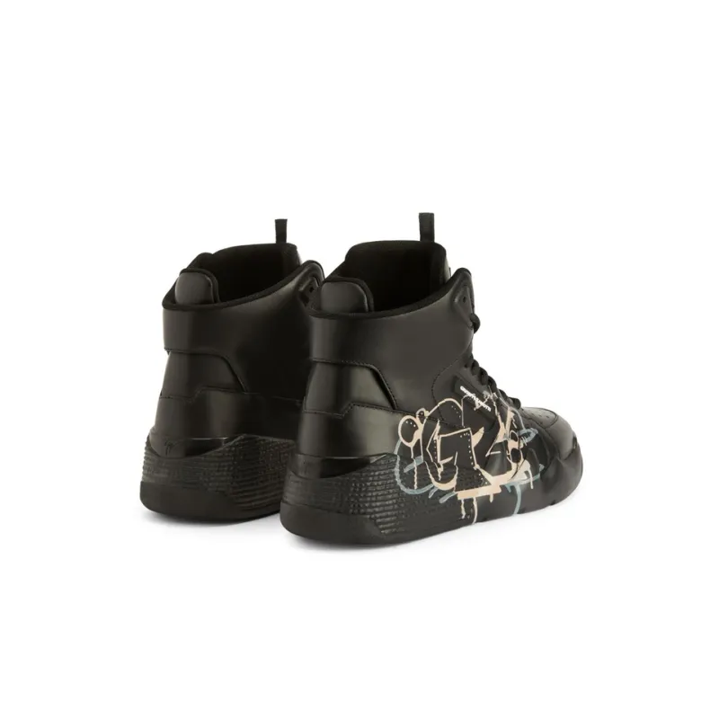 Giuseppe Zanotti Talon Graffiti print Leather Sneakers-4