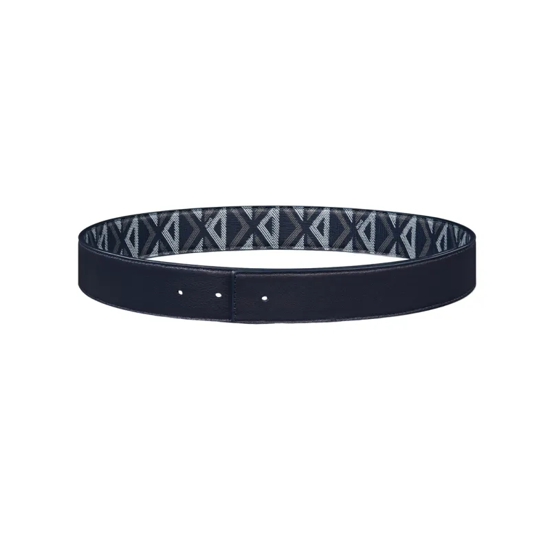 DIOR CD Pattern Smooth Buckle Leather Belts Men's Blue Width: 4CM-1