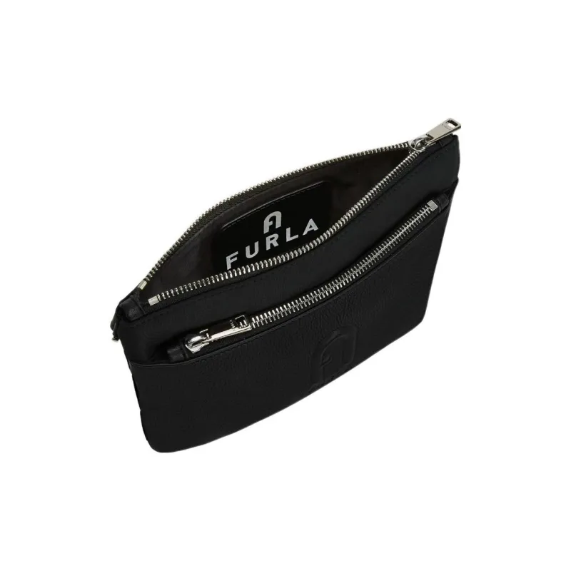 Furla Nylon Calfskin Shoulder Bag Crossbody Bag Extra Large Men's Black-3