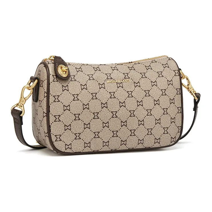 MashaLanti PVC Shoulder Bag Crossbody Bag Regular Women's Coffee/Dark Brown & Apricot-1