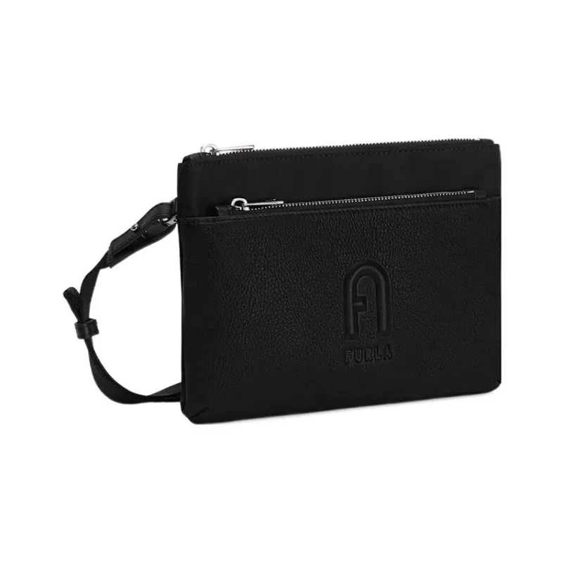 Furla Nylon Calfskin Shoulder Bag Crossbody Bag Extra Large Men's Black-1