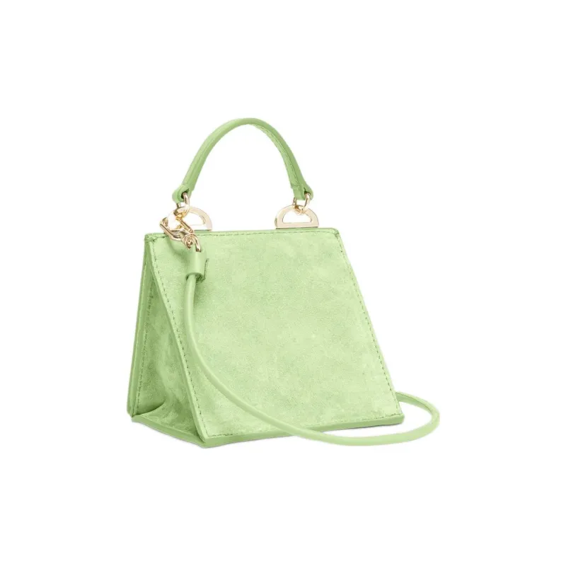 Furla Suede Patchwork Cow Leather Shoulder Bag Crossbody Bag Mini Women's Light Green-2