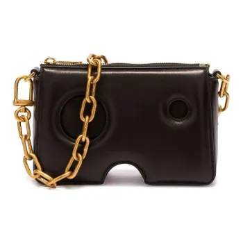 OFF WHITE Burrow Leather Shoulder Bag, Crossbody Bag Women's Black