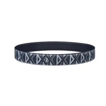 DIOR CD Pattern Smooth Buckle Leather Belts Men's Blue Width: 4CM