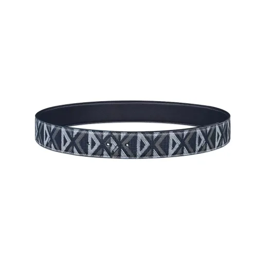 DIOR CD Pattern Smooth Buckle Leather Belts Men's Blue Width: 4CM