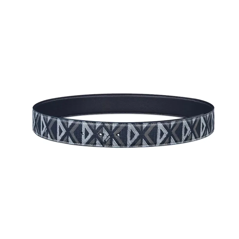 DIOR CD Pattern Smooth Buckle Leather Belts Men's Blue Width: 4CM-0