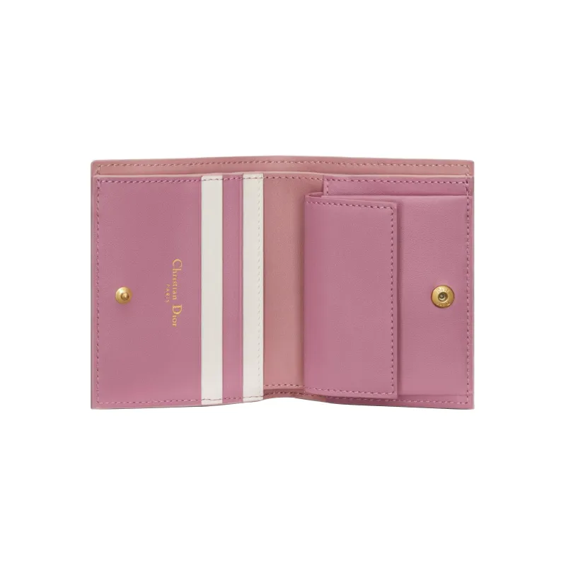DIOR Caro Calfskin Wallet Mini Women's Dark Pink-4