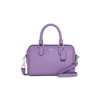 COACH Rowan Leather Boston Bag Shoulder Bag Crossbody Bag Handbag Mini Women's Purple
