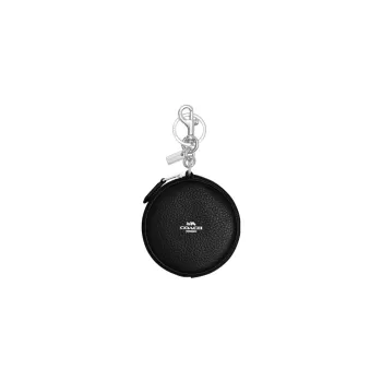 COACH Pebbled Leather Coin Purse Women's Black