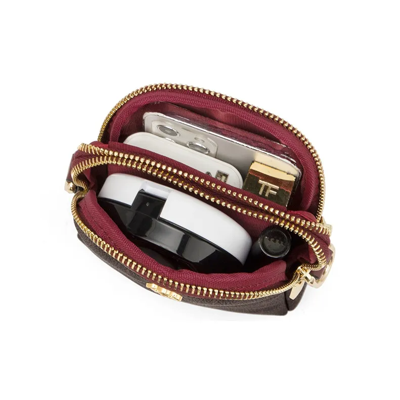 MashaLanti PVC Shoulder Bag With Cell Phone Pouch Small Size Women's Dark Brown & Apricot/Coffee & Burgundy-14
