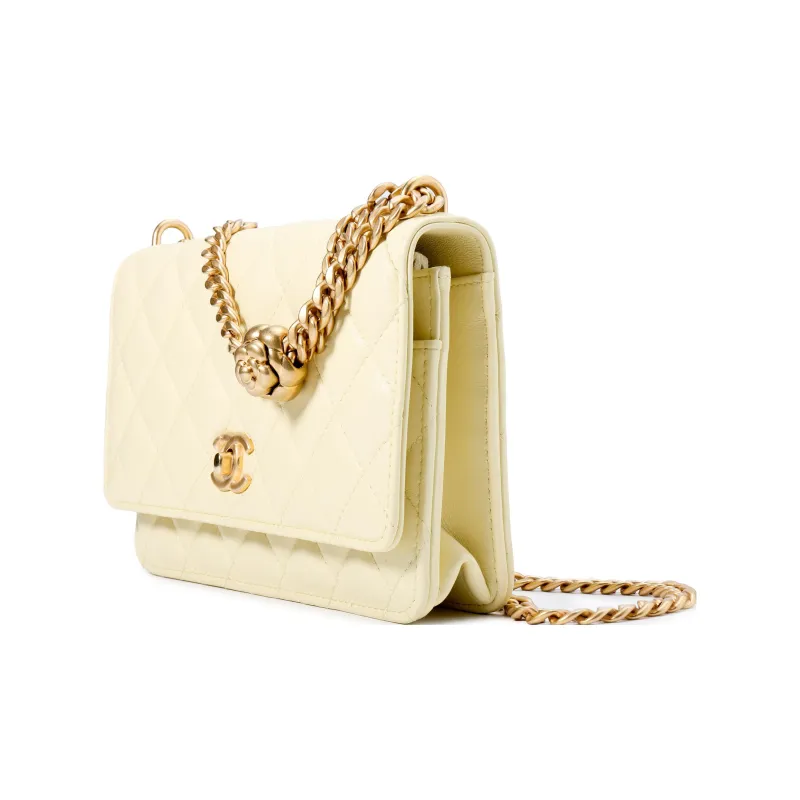 CHANEL Classic Flap CF Lambskin Flap Bag, Shoulder Bag, Crossbody Bag Regular Women's Yellow-1