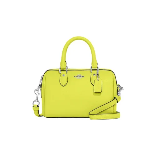 COACH Rowan Leather Boston Bag Shoulder Bag Crossbody Bag Handbag brand Women's Yellow