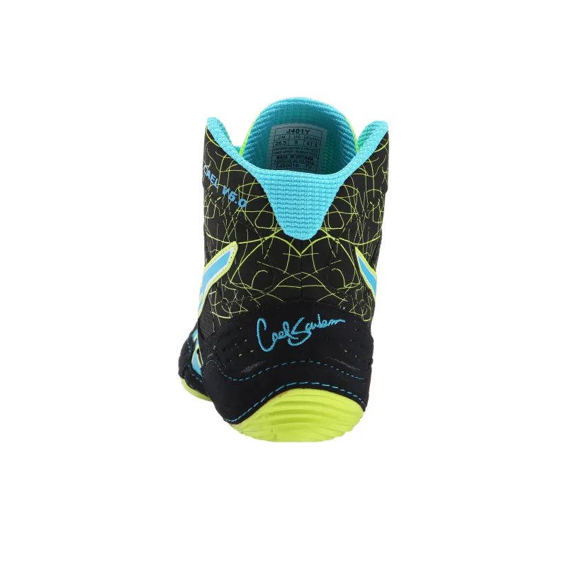 Asics Cael V6.0 Wrestling Shoes 'Black Blue Green'-6