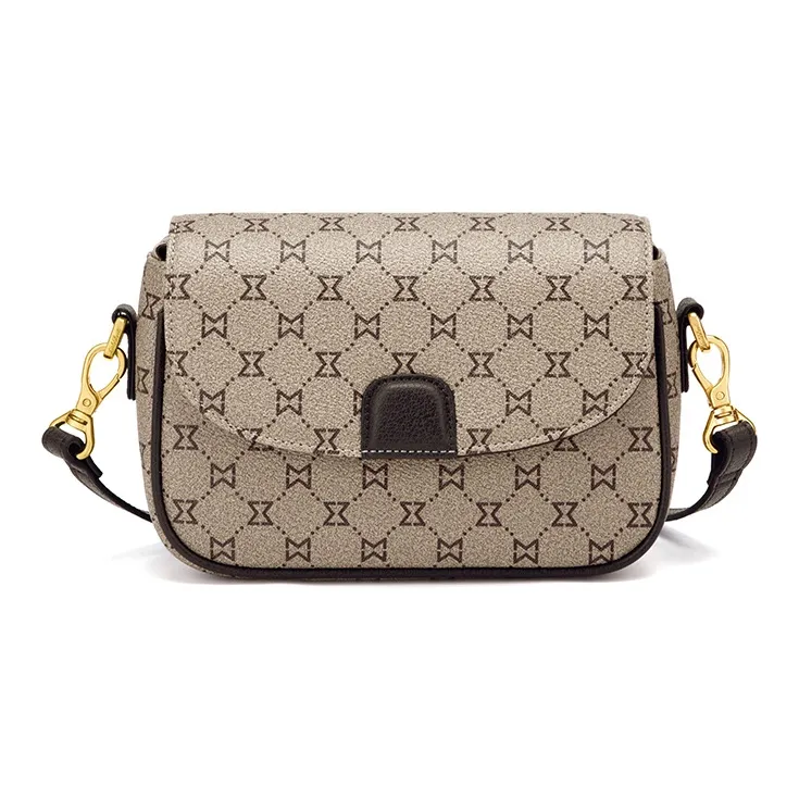 MashaLanti PVC Shoulder Bag Crossbody Bag Regular Unisex Coffee/Dark Brown & Apricot-1