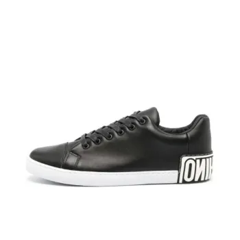 MOSCHINO Embossed-logo Leather Trainers