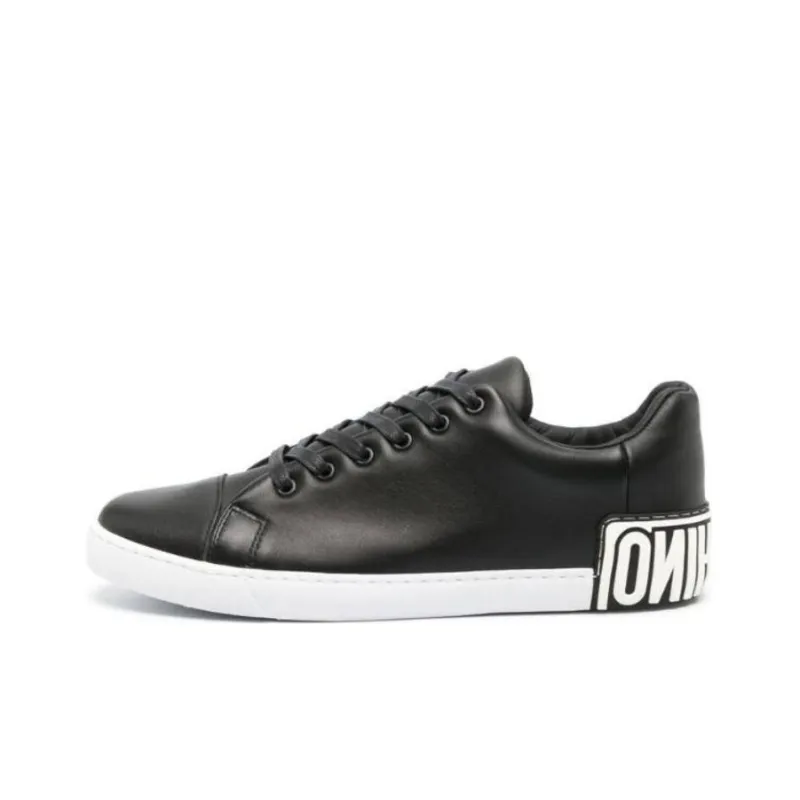 MOSCHINO Embossed-logo Leather Trainers-0