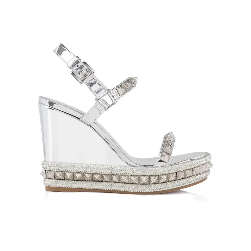 CL LUBOTING Pyraclou Strap Sandals Women's Silver-1