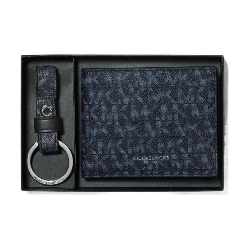 MICHAEL KORS Gifting Artificial Leather Wallet Trumpets Men's Black/Marine Blue-4