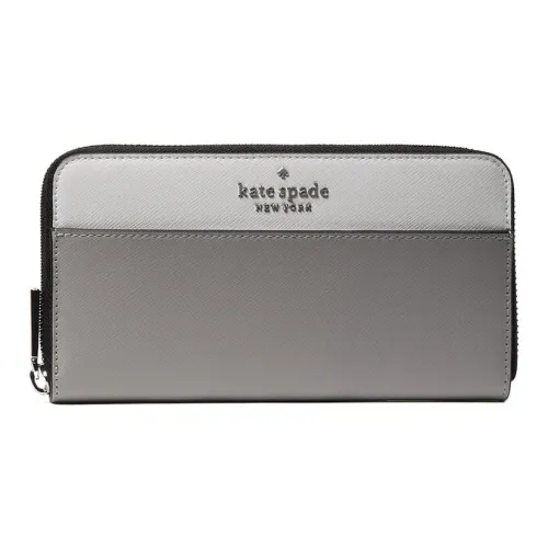 Kate Spade Leather Wallet Tubas Women's Rain Cloud Gray