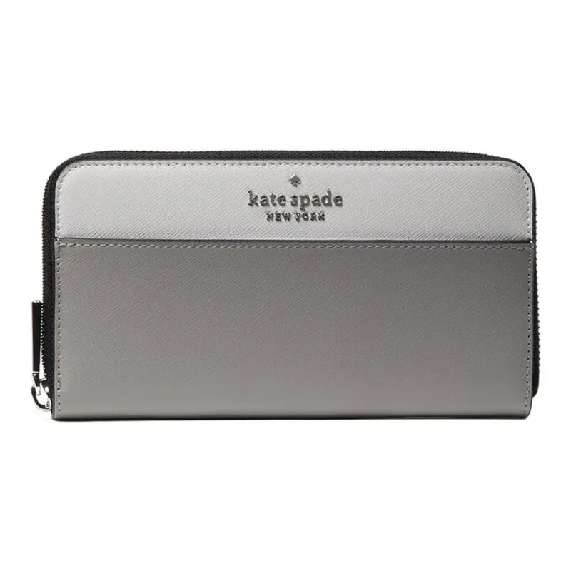 Kate Spade Leather Wallet Tubas Women's Rain Cloud Gray-0