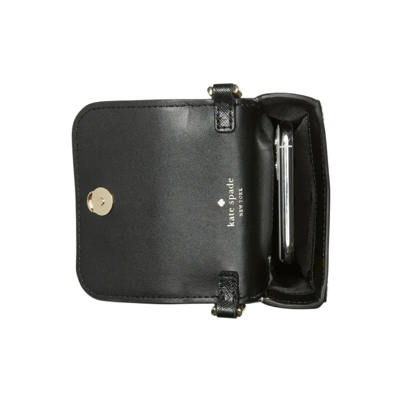 Kate Spade Staci Saffiano Leather Cell Phone Pouch, Shoulder Bag, Crossbody Bag Regular Women's Black-2