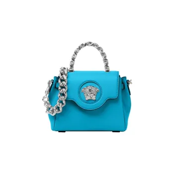 VERSACE La Medusa Cow Leather One Shoulder Handbags Small Size Women's Turquoise